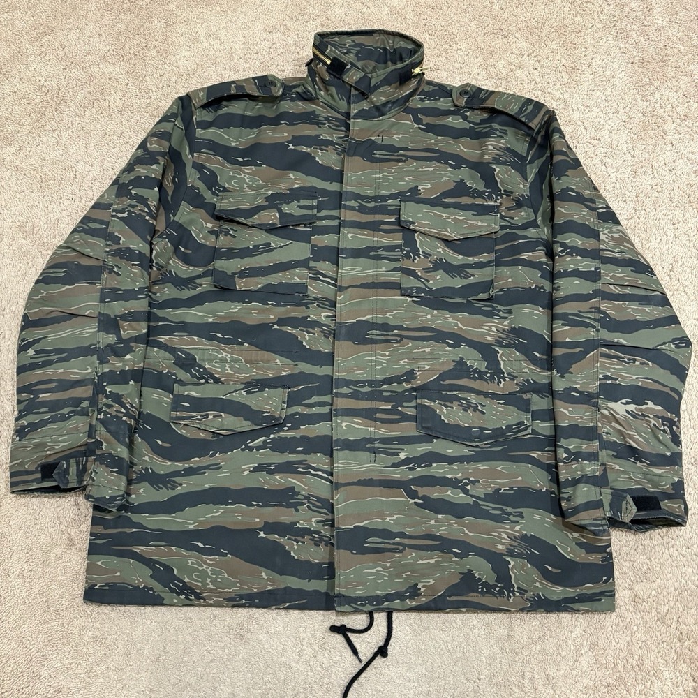 Rothco M-65 Field Jacket Men's 2XL Tiger Stripe Camo Full Zip Military